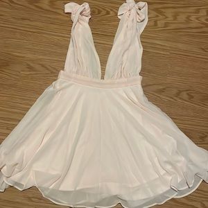 Light Pink Chiffon Deep V Dress